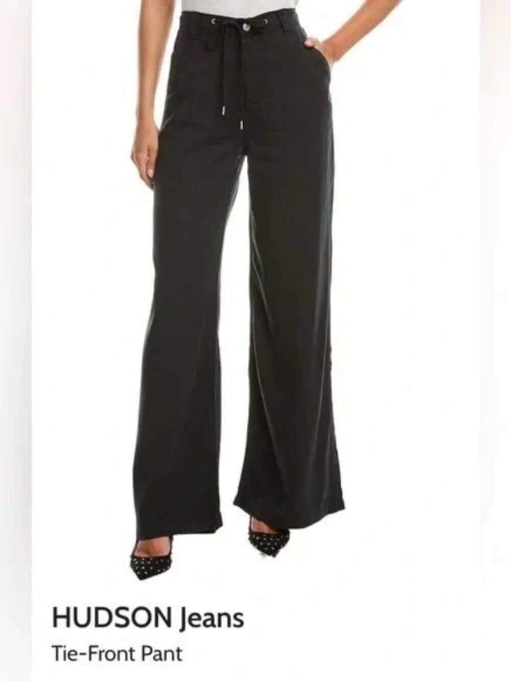 NWOT HUDSON THE FRONT PANT Wide Leg High Rise Tie Waist Lightweight Black 31
